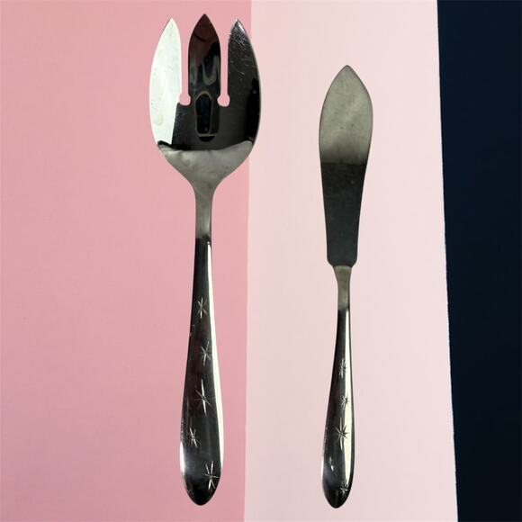 Marcrest VTG Pair Stainless Steel Serving Ford & Cheese Spreader Knife MCM - Picture 1 of 7